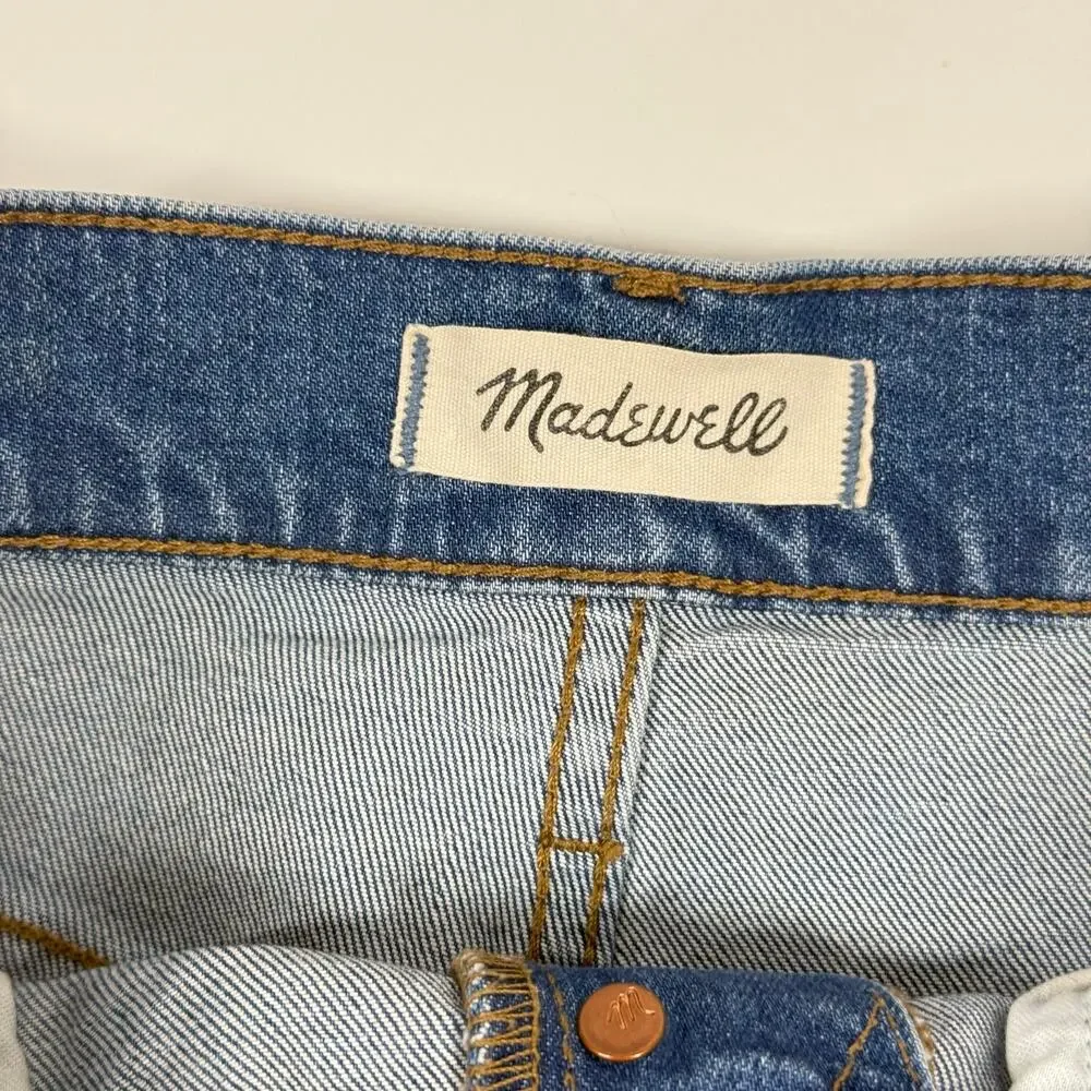 Madewell‎ High Rise Denim Shorts Size 26 Blue Classic Cut-Off Raw Hem Button Fly